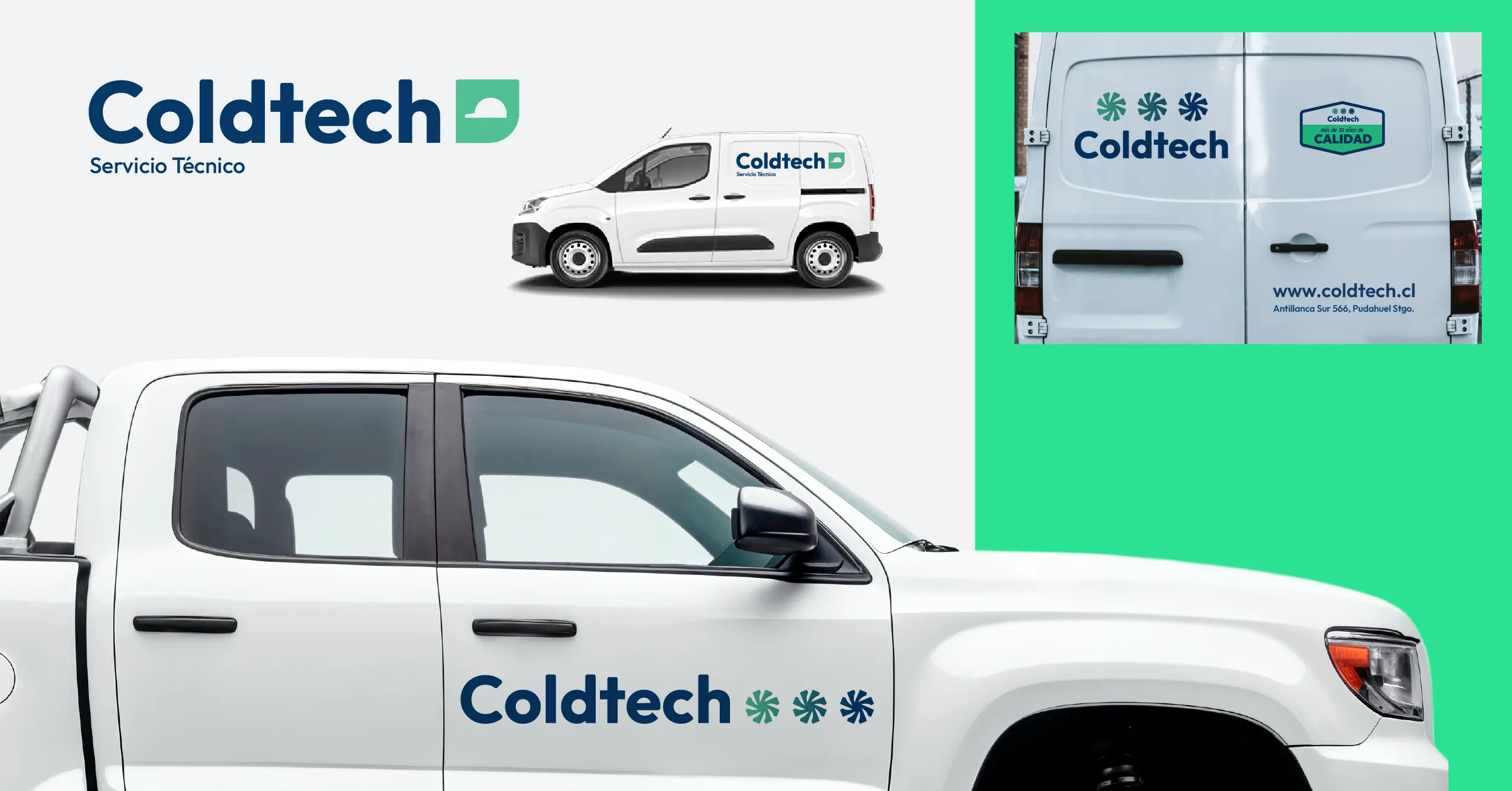 Aplicación de la identidad Coldtech en vehículos de servicio
